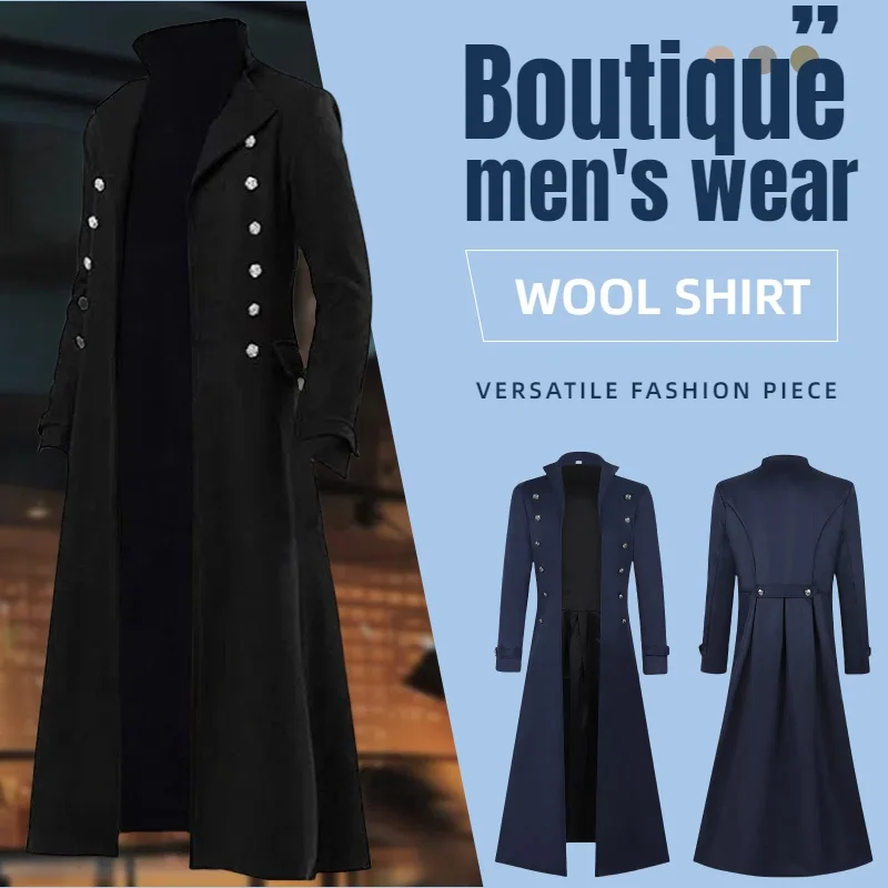 

Men's Steampunk Retro Jacket Gothic Victorian Era Frog Jacket Uniform Leather Frog Belly Texture Halloween Costume