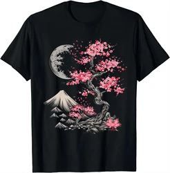 Cherry Blossom Night Tee - Moonlit Serenity T Shirt Japanese Style Shirts  Men Clothing Tops Graphic T Shirts Camisas Streetwear