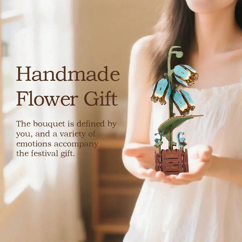 3D-Blumen-Holzpuzzles, DIY-Modellbausatz mit Holzblumen, Bauset, Basteln für Erwachsene zum Bauen, Geschenkideen aus der botanischen Sammlung