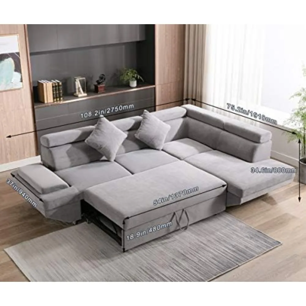 Sofa Bed Sectional Futon Bed Sleeper for Living Room Furniture Set Modern Set Corner Upholstered Contem