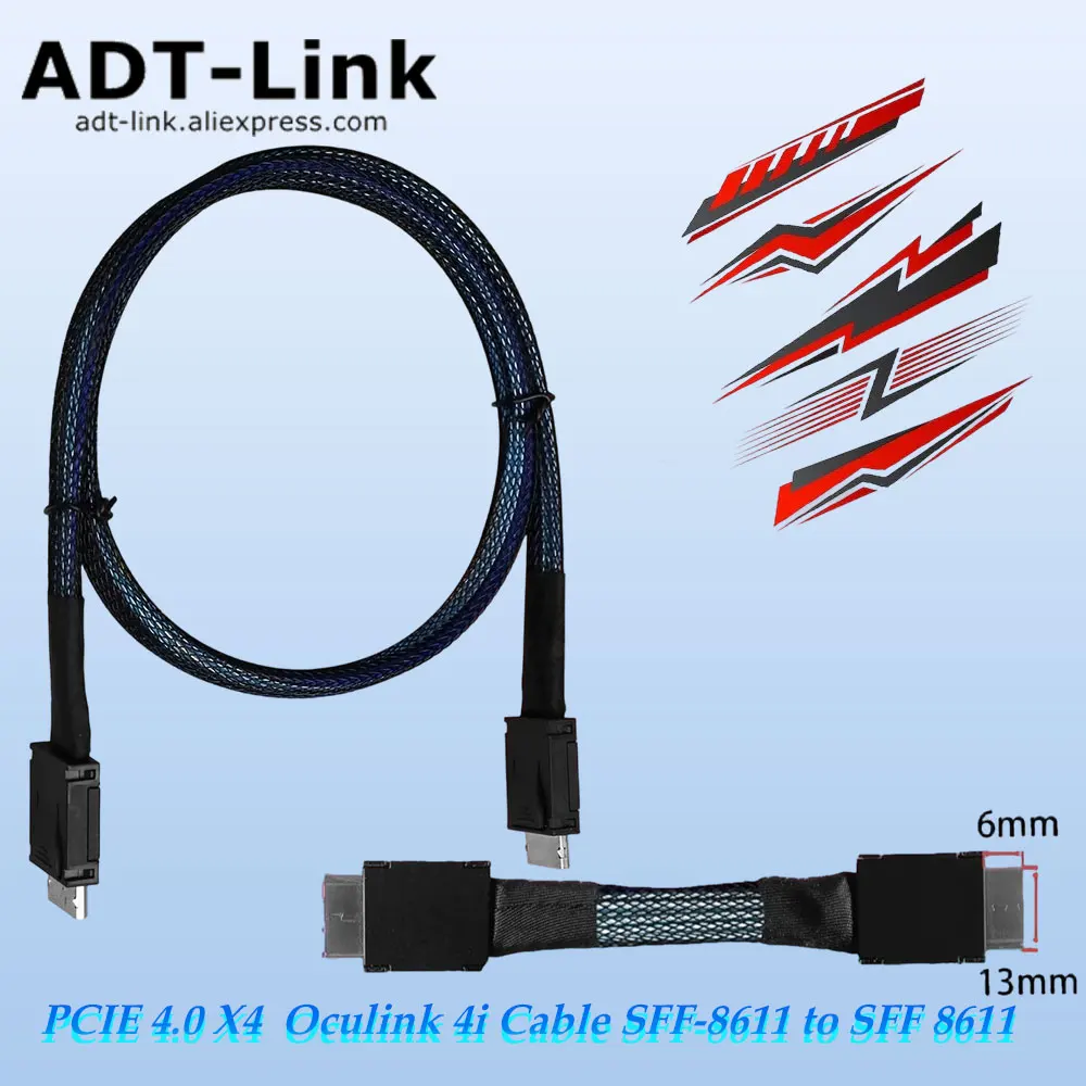 ADT-Link PCI Express 4.0 X4 GEN4 Oculink 4i Cable SFF-8611 t