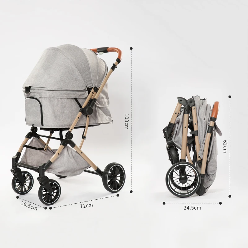 Luxury Easy Fold Removable Travel Dog Carrier Trolley Pets Stroller With Storage Basket for Cats 71*56.5*103cm