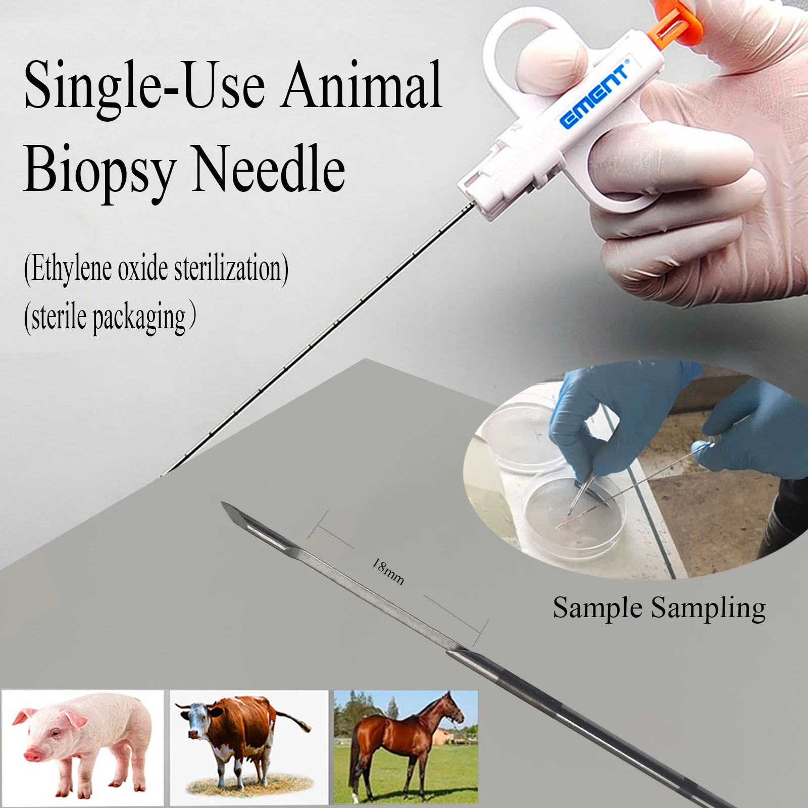 

Animal Biopsy Needles Sterility Puncture Sampling Liver kidney breast muscle 10pcs/bag