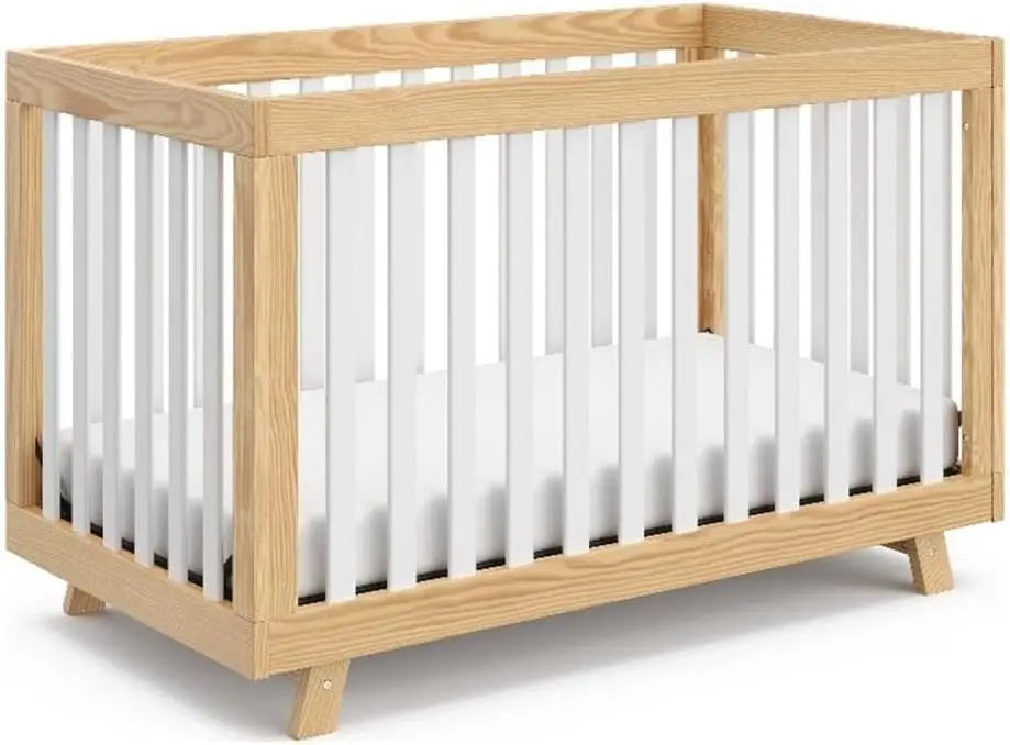 3-in-1 Convertible Crib - Natural with White Slats