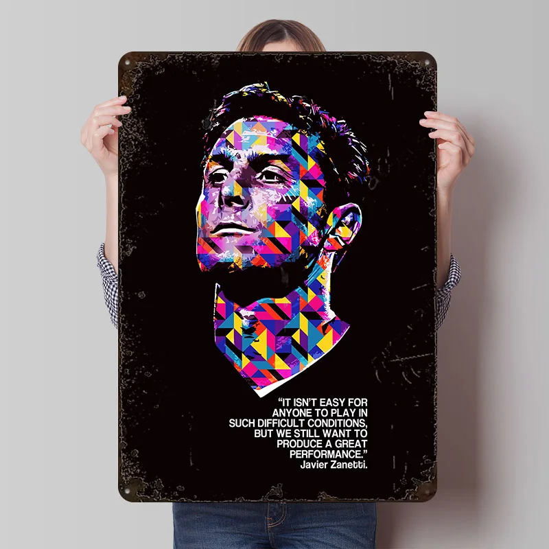 JAVIER ZANETTI QUOTE - Póster de Metal Personalizado, Arte de Pared Retro Vintage, Letreros Metálicos para Fanáticos, Decoración del Hogar, Decoración de Oficina