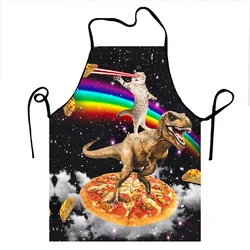 Unisex Space Pizza Cat Meme Bib Apron Adult Women Men Chef Tablier Cuisine for Cooking Kitchen Funny Animal Baking
