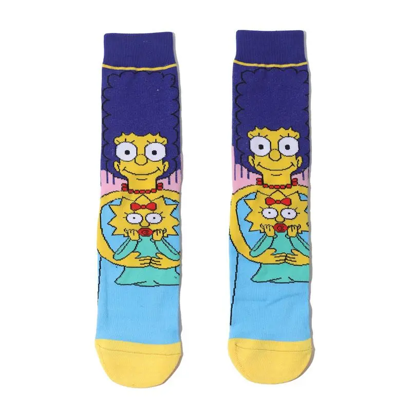 The Simpsons Homer Marge Bart Maggie Sokken Hoge kleurwaarde Anime Cartoon Print Herfst Winter Warme kousen voor heren en dames