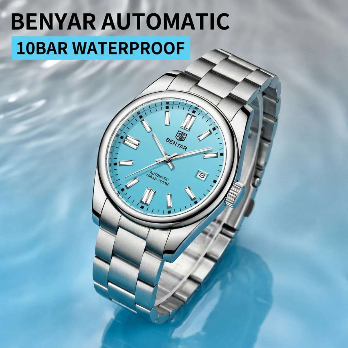 BENYAR New Luxury Automatic Watch 10Bar Waterproof Stainless Steel Men Mechanical Wristwatches Sports Diving Watch for Men