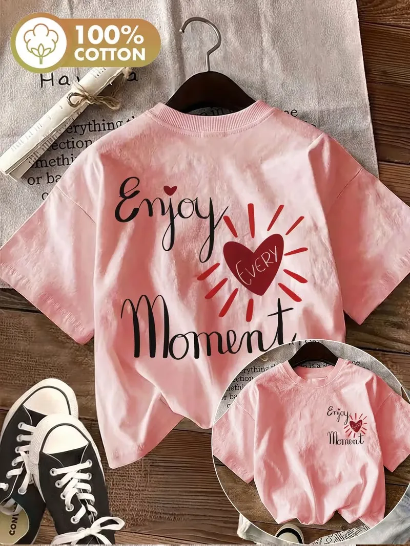 Fashion Women's Graphic Motivational Enjoy Every Moment Letter Print T-Shirt Vintage Y2k 100% Cotton 90s Gothic T Shirt