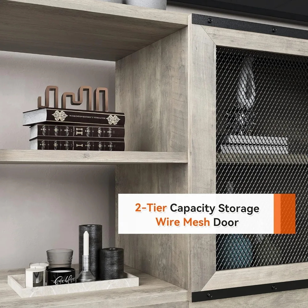 Industrial Entertainment Center TV Stand, cinza rústico