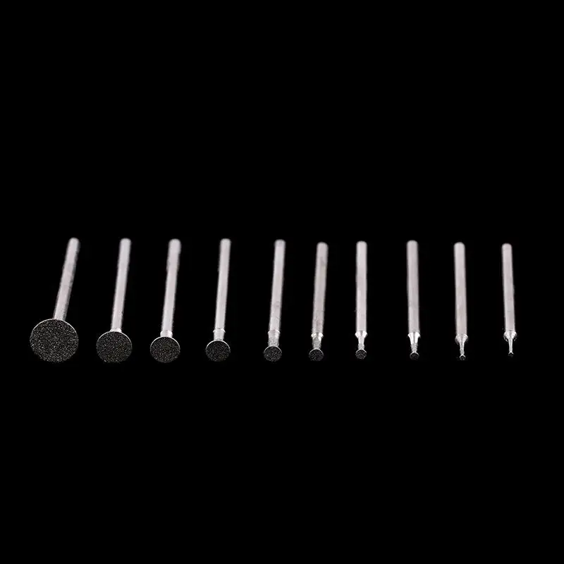 10PCS Jade Carve Polish Engrave Tool  Grinding Bit Accessory Ultra-Thin T Head Shank Diamond Mounted Point Stone