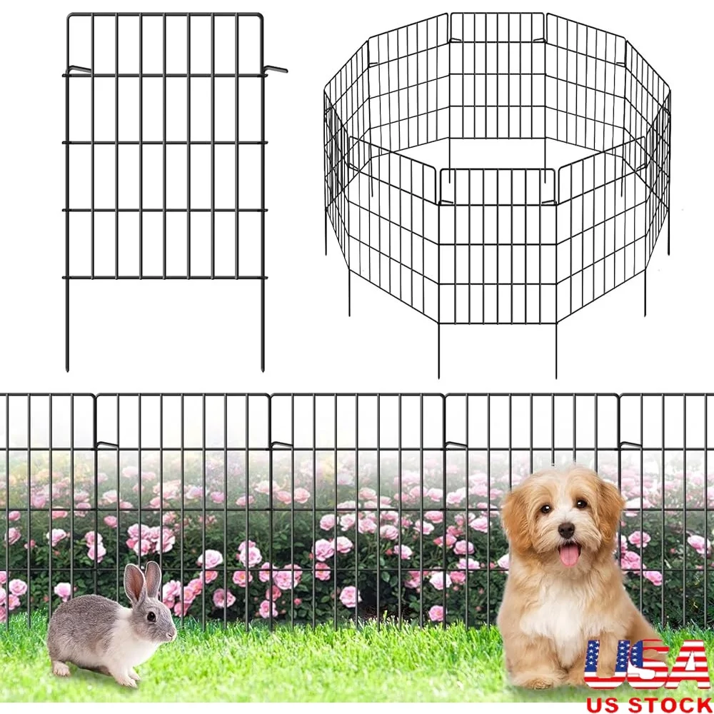 

10 Pack Garden Fence Animal Barrier Fencing Rustproof Metal Wire Easy Installation Dog Cat Small Animal Blocker Outdoor Use