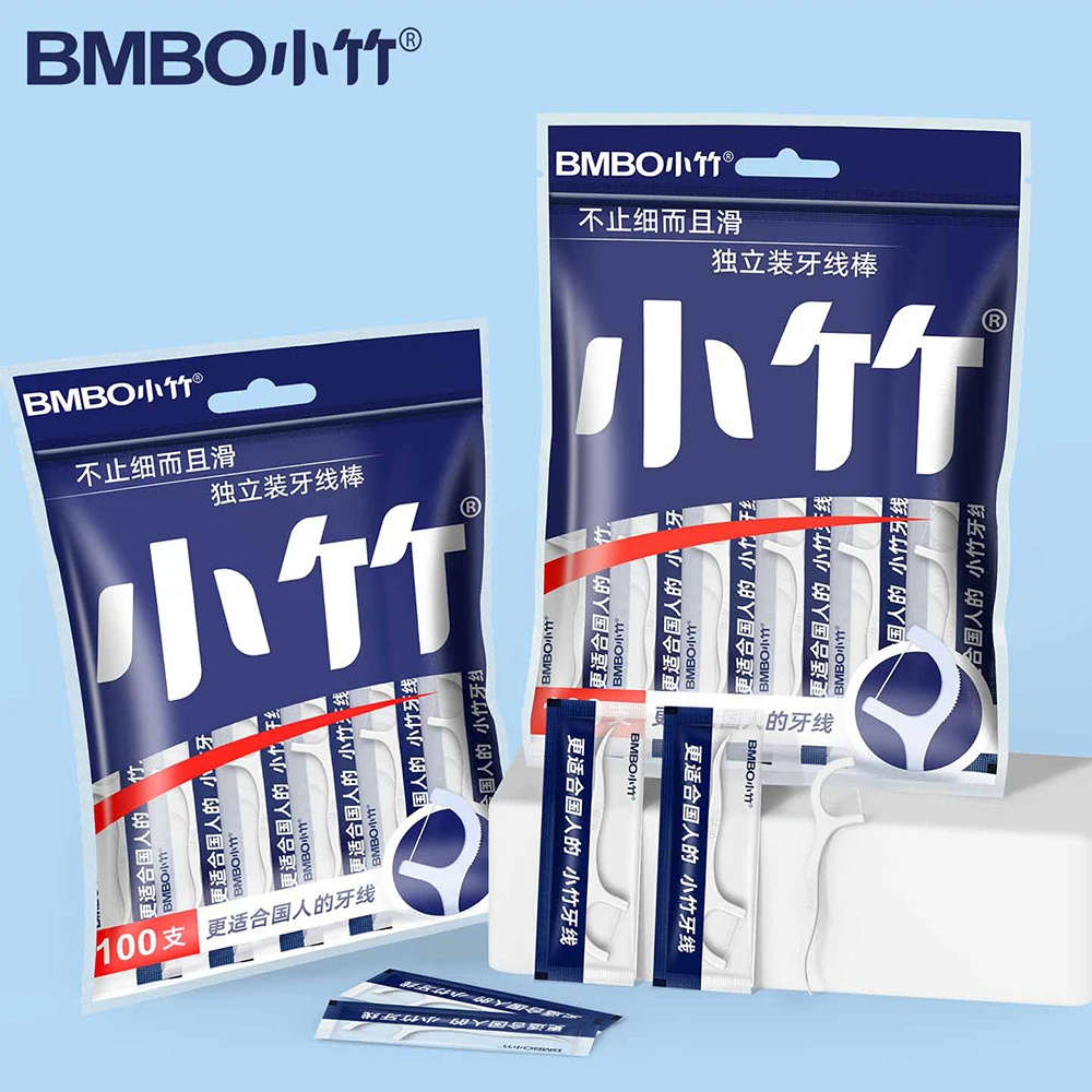 BMBO 100 Dental Floss Picks Individually Wrappedfor Adults ,Travel  Restaurant Office for Teeth Cl