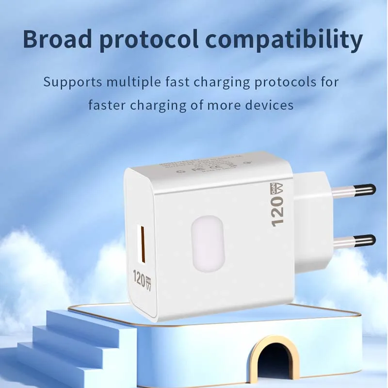 120W GaN USB Charger Quick Charge 3.0 10A USB C Type C Charge Cable Fast Charging Adapter for iPhone 15 14 Xiaomi Samsung Huawei