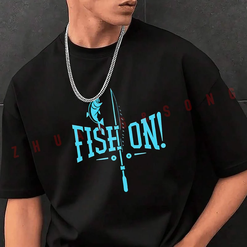 

Мужская модная футболка с принтом в рыболовном стиле, с коротким рукавом, изысканный дизайн, незаменимая вещь.