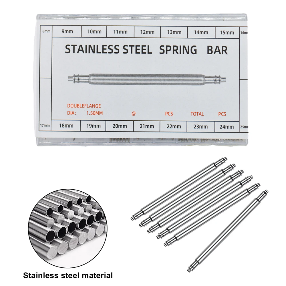 시계 수리 도구 시계 액세서리 스트랩 연결 샤프트, 스테인레스 스틸 원시 이어 핀 용수철 이어 핀 고정 샤프트, 8-25mm
