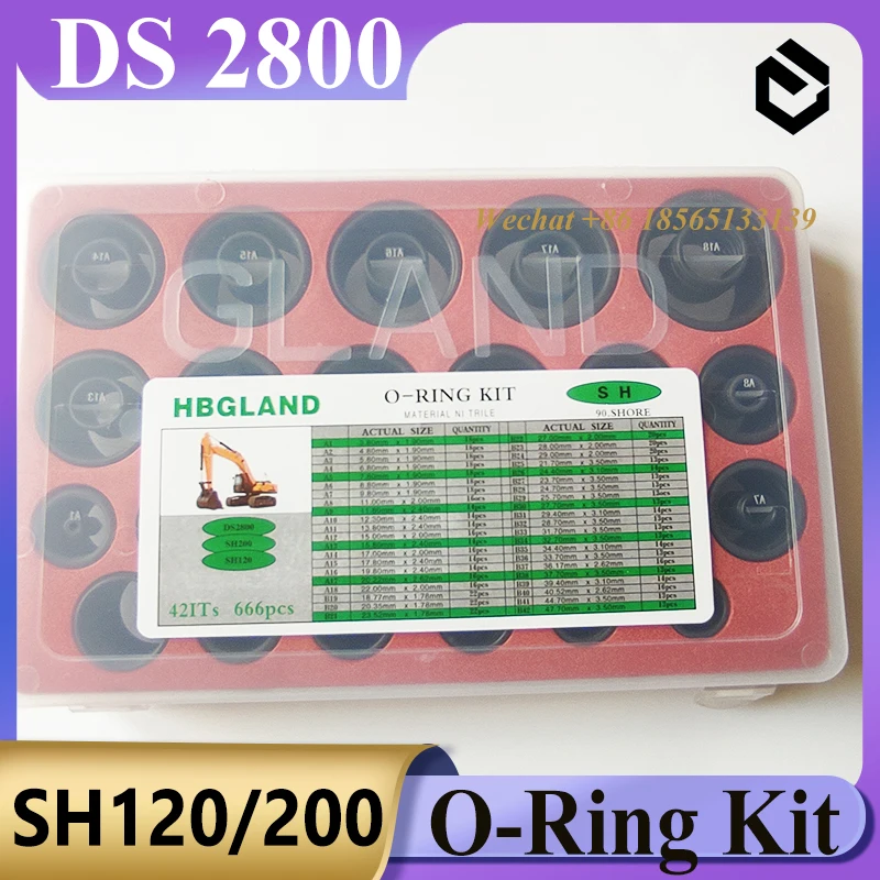 

O-Ring-Kit For Sumitomo DS2800 SH120 SH200 O-ring Box 666pcs for Excavator Seal Kit
