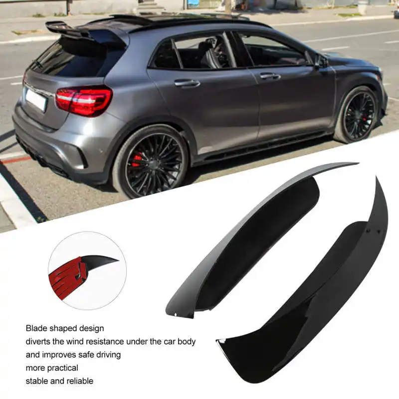 2pcs Glossy Black Rear Bumper Spoiler Fins for  GLA Class X156 GLA200 260 GLA45 AMG‑Line 2013‑2019