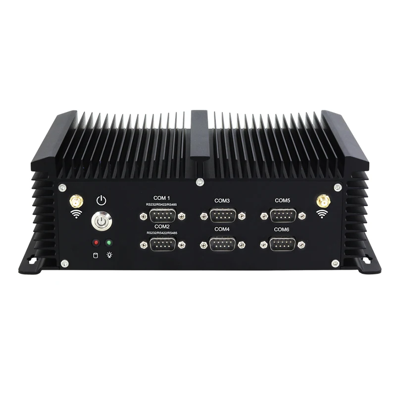 Fanless Industrial PC i5-8250U i7-8550U 6x RS232 RS485/422 GPIO HDMI VGA 8x USB 2x LAN WiFi SIM Slot 4G LTE Windows10/11 Linux
