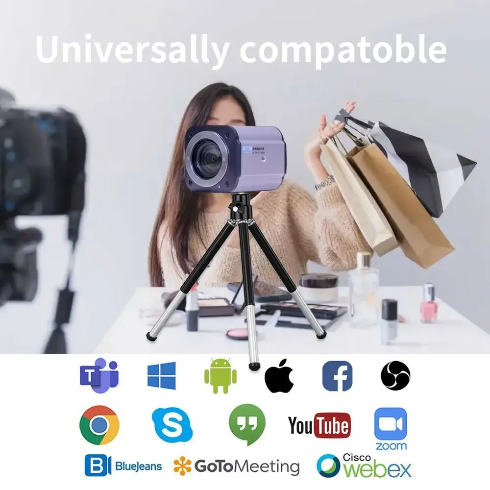 Telecamera per streaming live Full HD Zoom ottico 10X USB HDMI 1080P Trasmissione live Fotocamera digitale Treppiede Videocamera per conferenze di