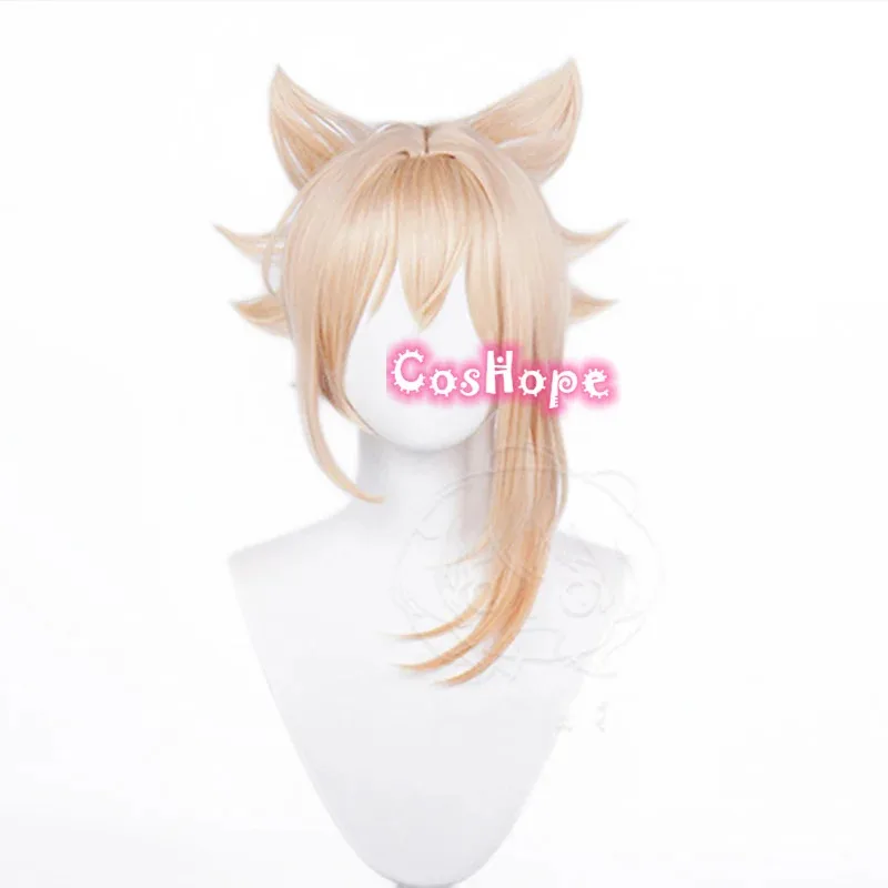 Yoimiya 45 سنتيمتر شعر مستعار أصفر أنيمي تأثيري مقاومة للحرارة بيروكات صناعية الشعر هالوين #5