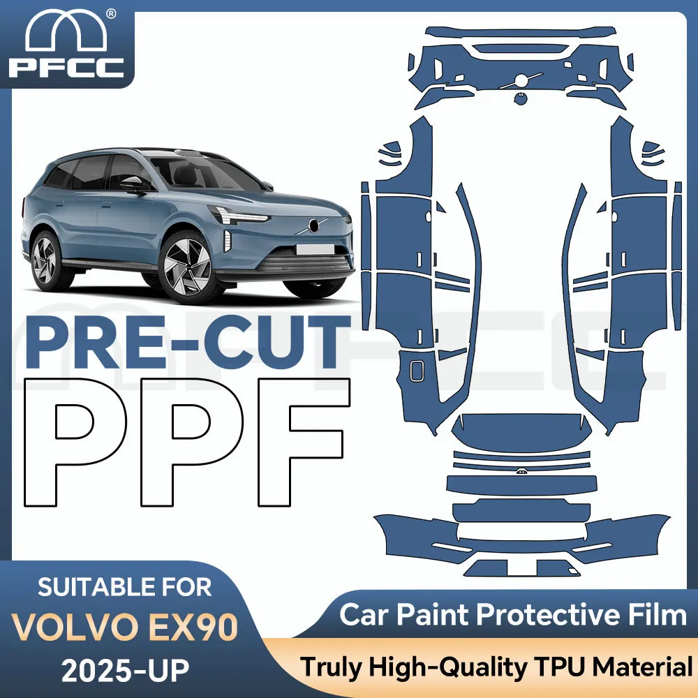 

Автомобильные аксессуары для Volvo EX90 2025-UP, предварительно вырезанная защитная пленка из ТПУ, полный автомобильный комплект против царапин, внешний комплект PPF 8,5 толщины