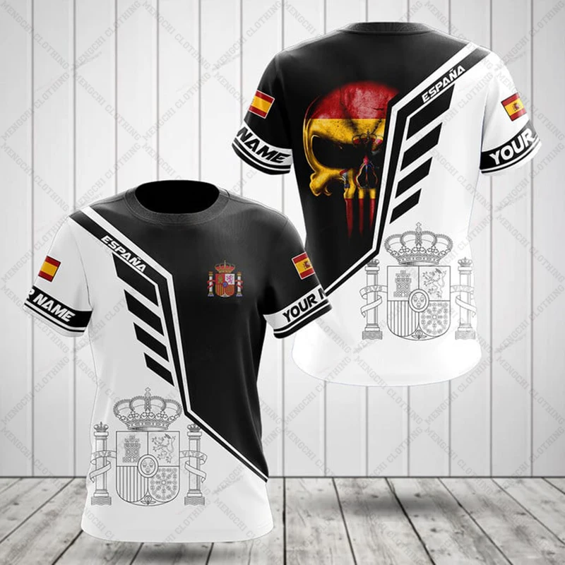 

Personalized Oversized Spain Symbol Jersey Summer Skull Pattern T-shirts Casual Men's Fashion Streetwear Short Sleeve Tops