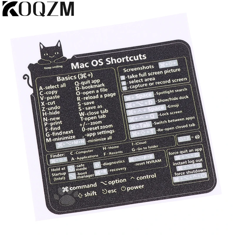 OS  Reference Keyboard Computer Shortcut Sticker Adhesive Removable Stickers For Quick Reference Keyboard Guide Black