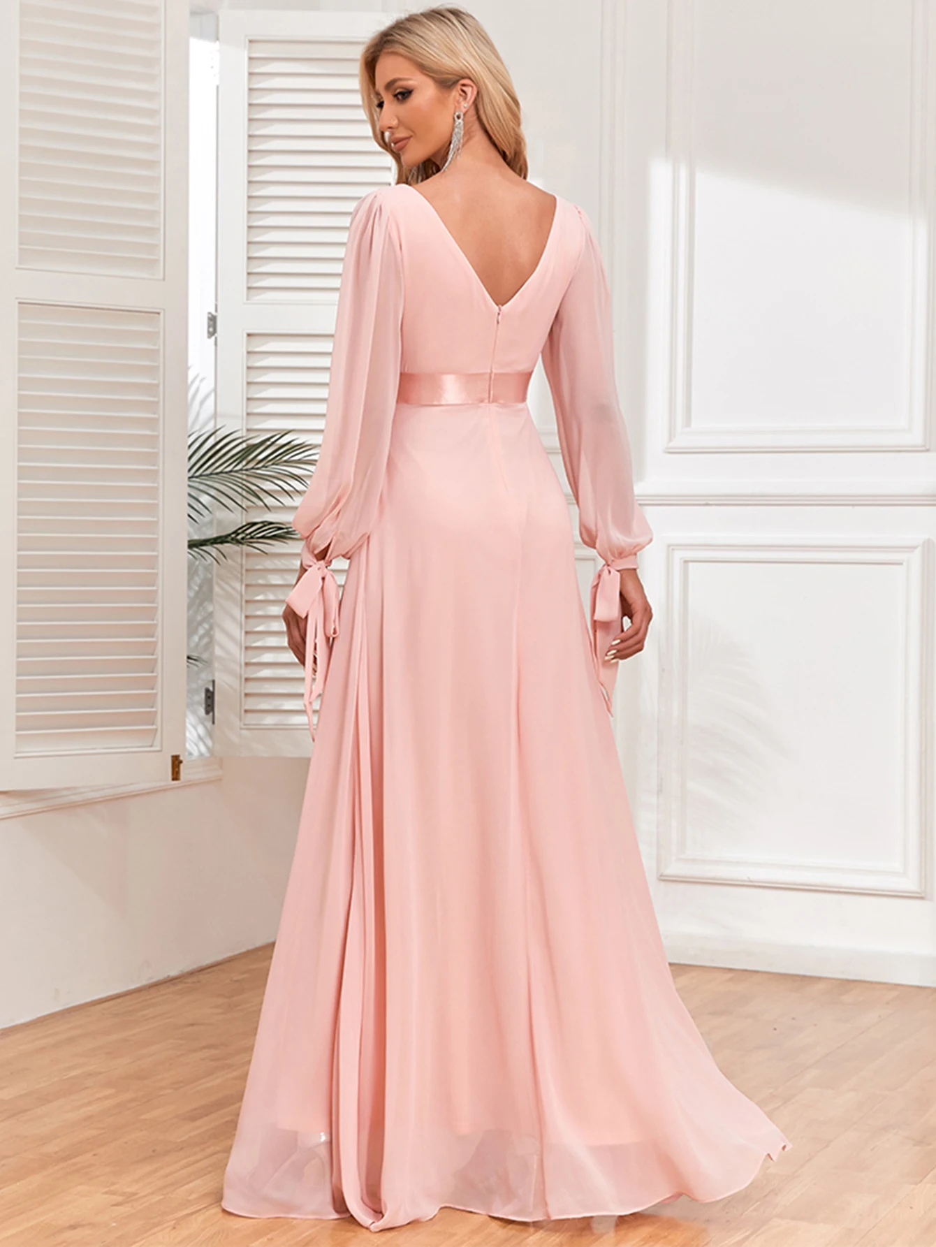 Sexy backless pink maxi chiffon summer dress women elegant long bridesmaid evening dresses luxury birthday party dress vestidos