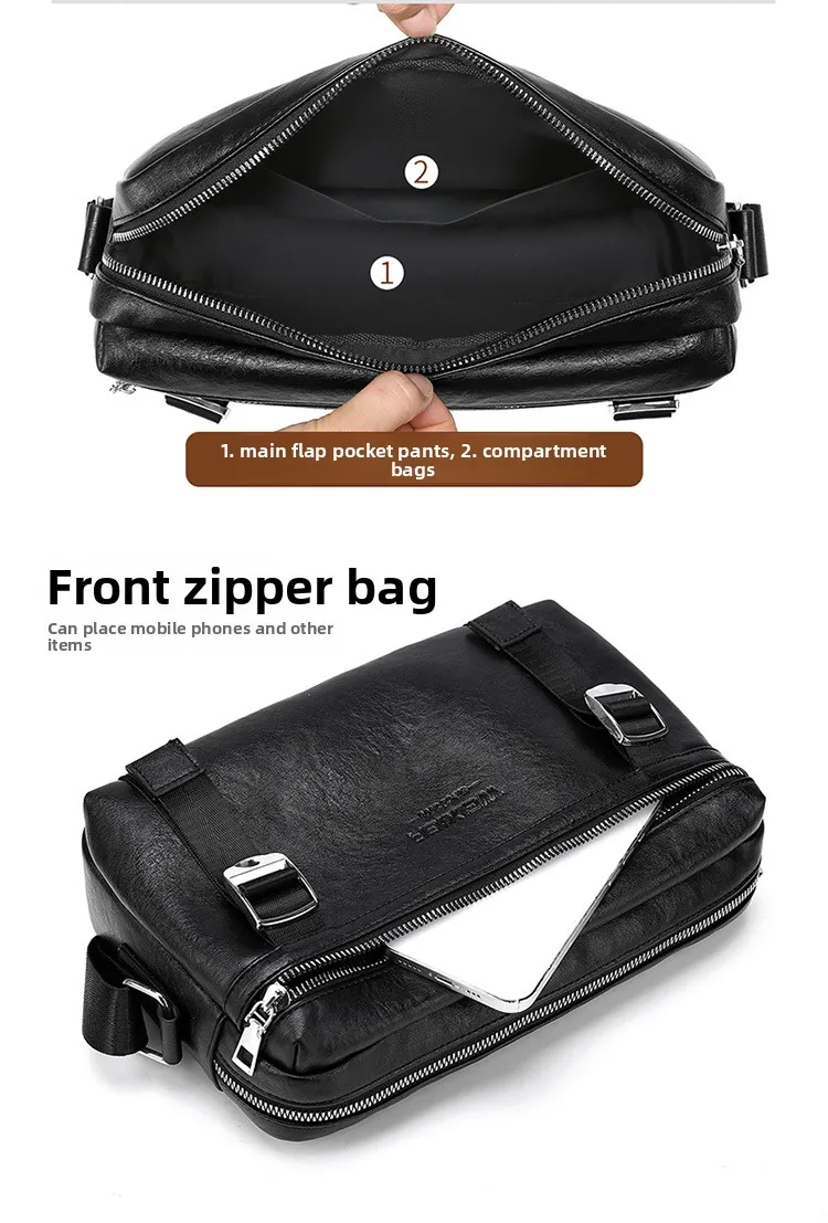 New Men's High-end Waterproof Single-shoulder Bag, PU Trendy and Versatile Crossbody Bag, Simple and Large-capacity Bag