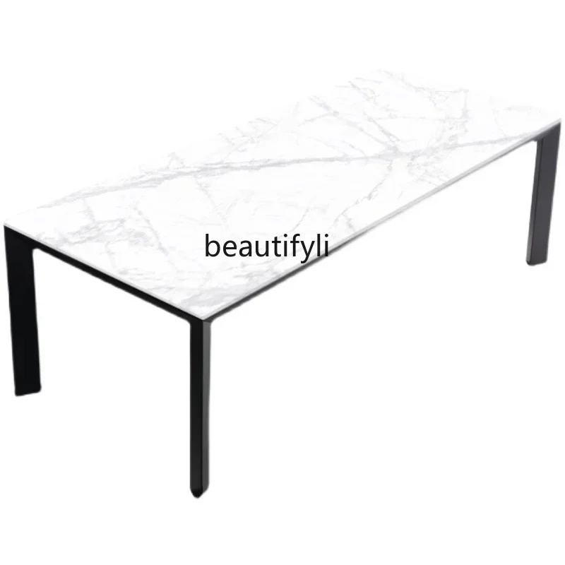 

Stone Plate Dining Table Home Large Apartment Dining Table 8 People Dining Italian Minimalist Simple Modern Hotel Long Table