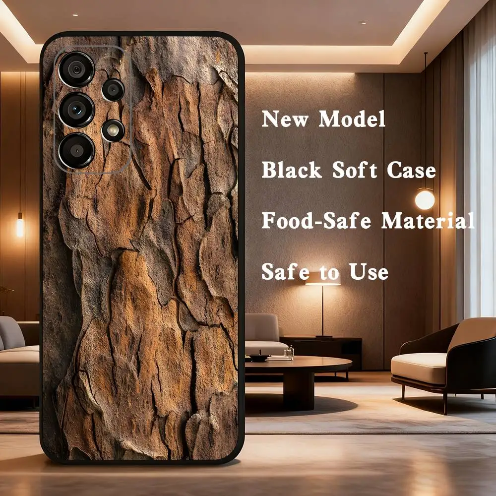 Funda de teléfono de madera Natural para Samsung Galaxy A73,31,32,72,41,53,52,71,22,5G,Note,J7,8,9 funda negra suave
