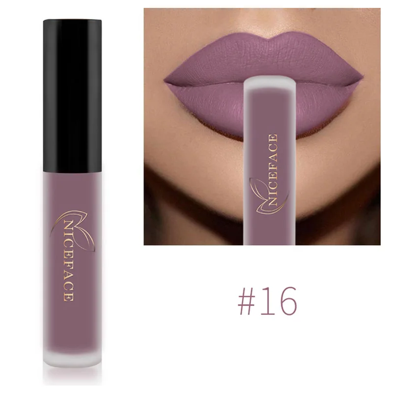 NICEFACE-pintalabios líquido de 29 colores, maquillaje resistente al agua, brillo de labios rojo mate, tinte de labios desnudo de larga duración,