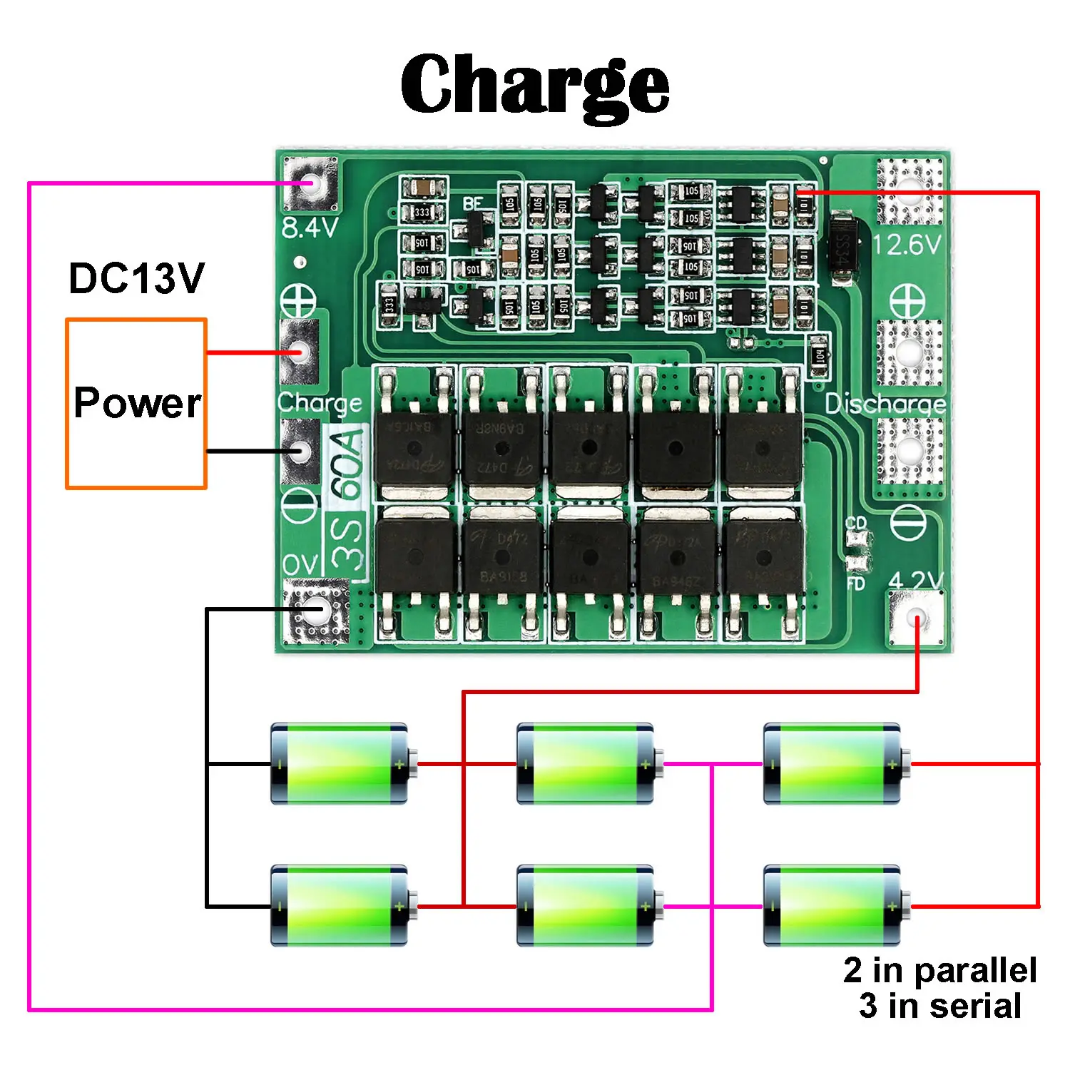 3S/4S 40A 60A Lithium Battery Charger Protection Board 18650 BMS Li-ion Enhance/Balance For Drill Motor 11.1V 12.6V/14.8V 16.8V