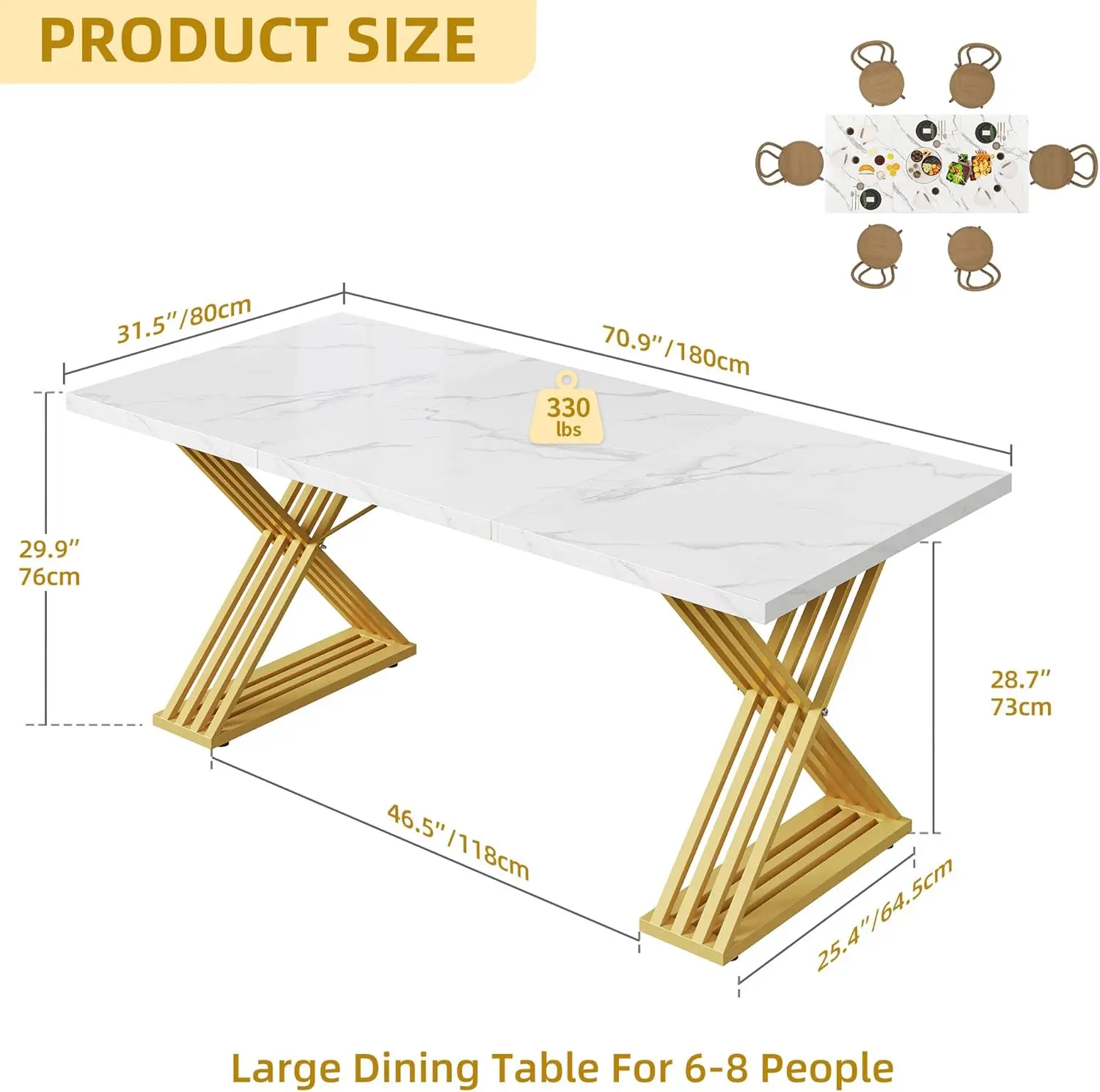 Dining Table for 6-8 People 70.9