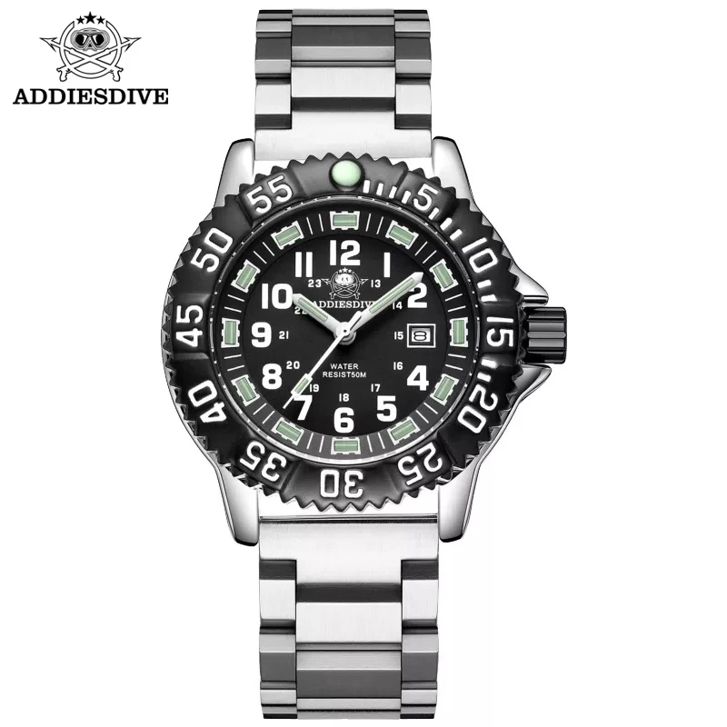 Addiesdive Heren Horloge 50M Waterdicht 316 Roestvrij Staal Lichtgevende Outdoor Sport Horloge Reloj Hombre Quartz Horloges