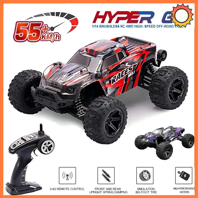 HXRC 8609 8610 1:14 55KM/H 4WD RC Car With LED Remote Control Cars High Speed Drift Monster Truck for Kids vs Wltoys 144001 Toys