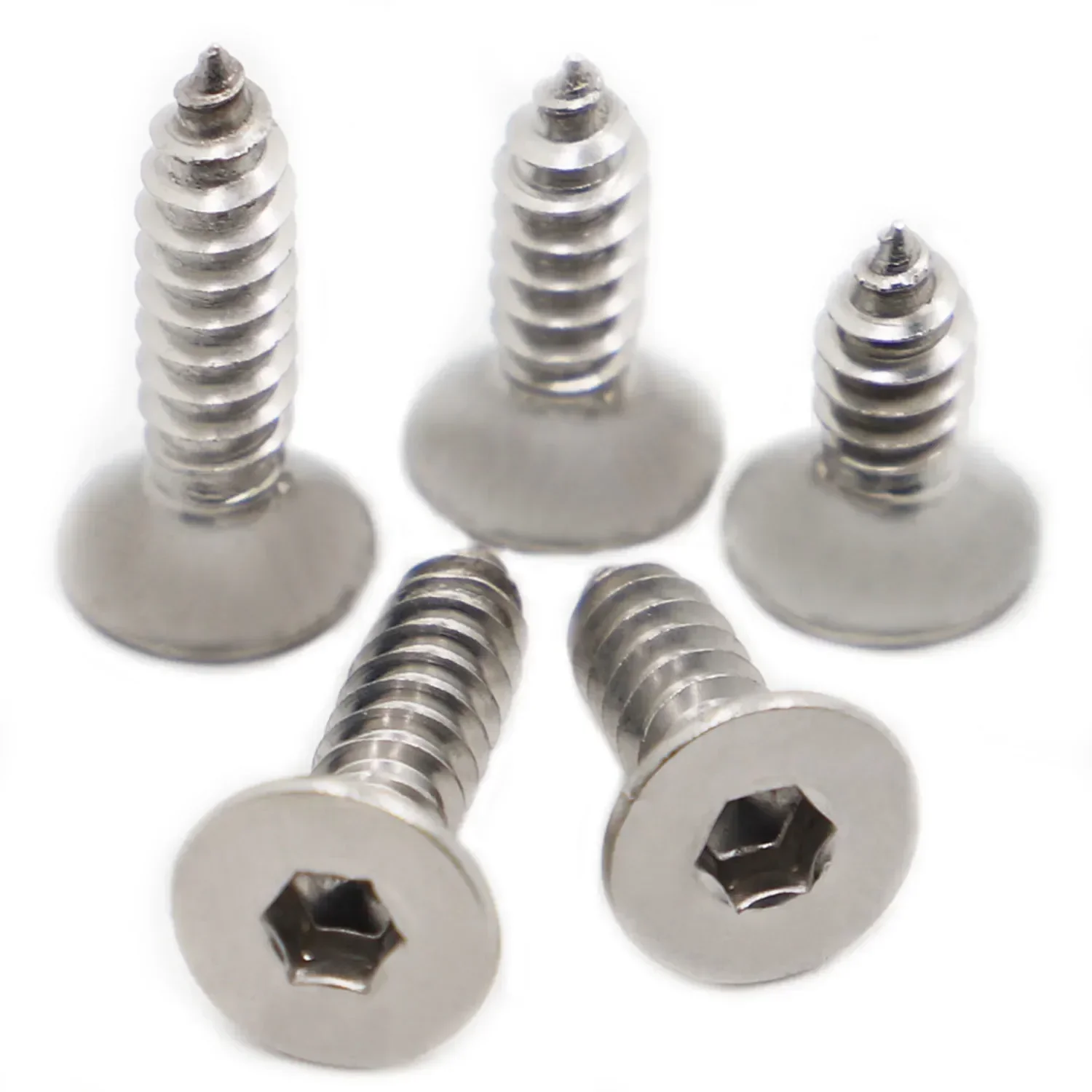 5-50pcs A2 304 Stainless Steel Hexagon Hex Socket Flat Countersunk Head Self tapping Screws Wood Screw M2 M2.6 M3 M4 M5 M6