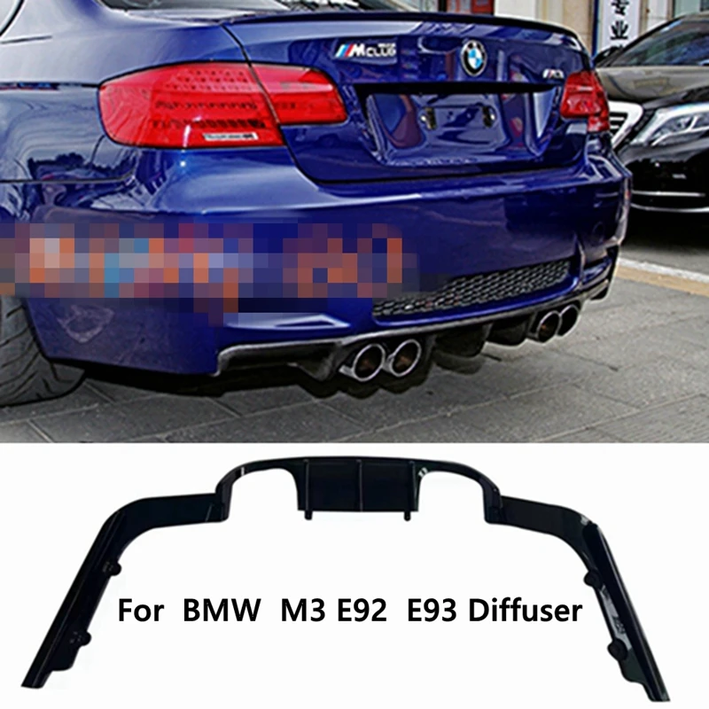 For BMW 3 Series M3 E92 Coupe E93 Convertible Rear Diffuser 2008 - 2013 ABS Glossly Black Rear Bumper Lip Spoiler