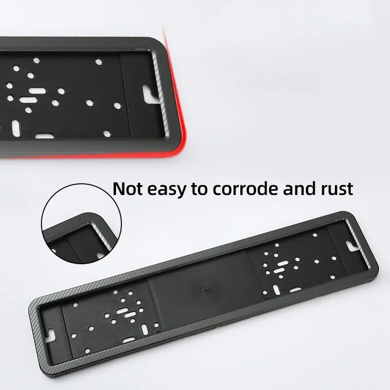 European Universal License Plate Frame, Stainless Steel Carbon Fiber Front Rear Holder