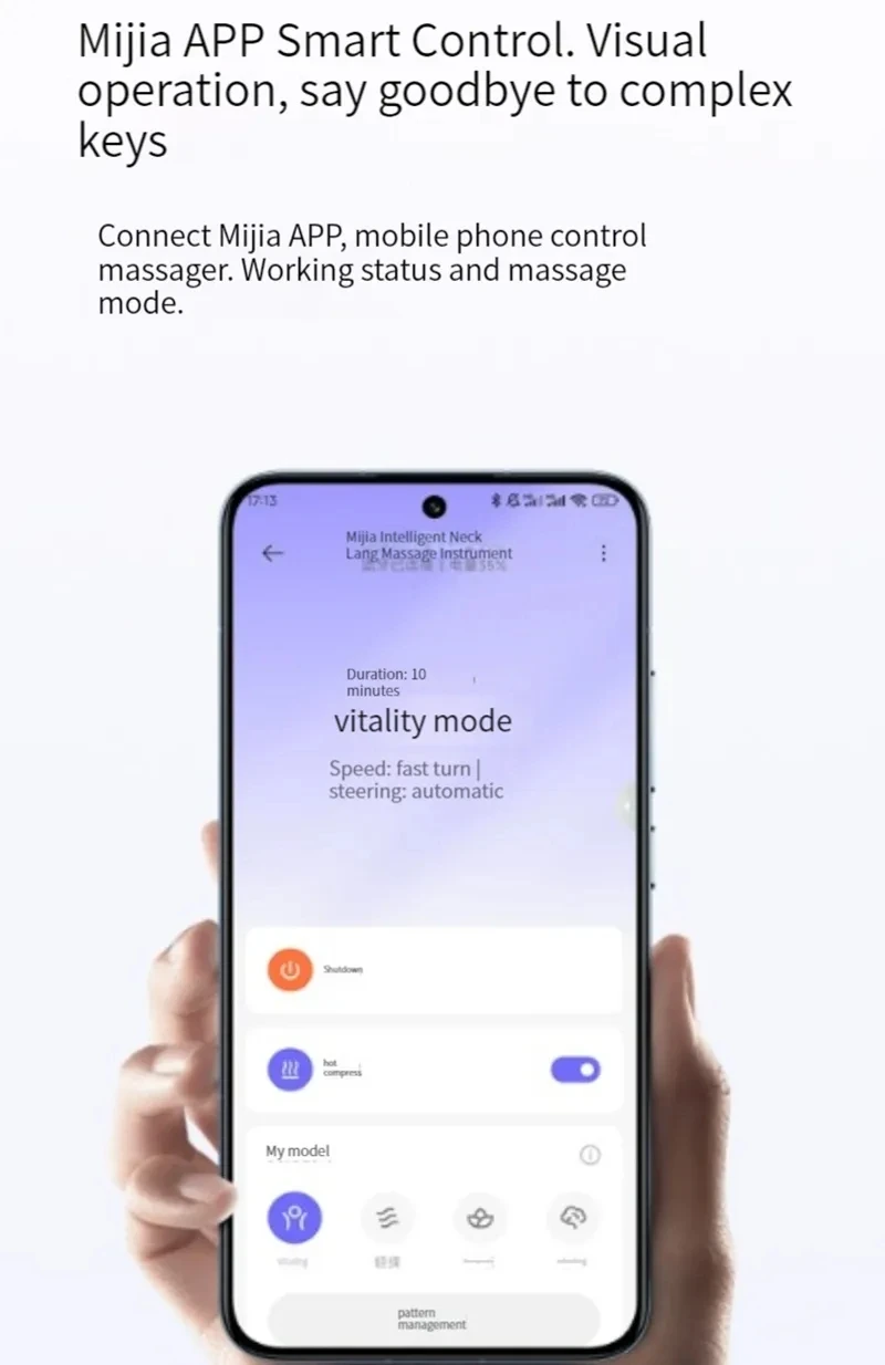 Imagem -06 - Xiaomi Mijia-massageador Inteligente de Pescoço Temperatura Constante Compressa Quente Massagem no Ombro e Pescoço Trabalho com o Aplicativo Mijia Novo 2023