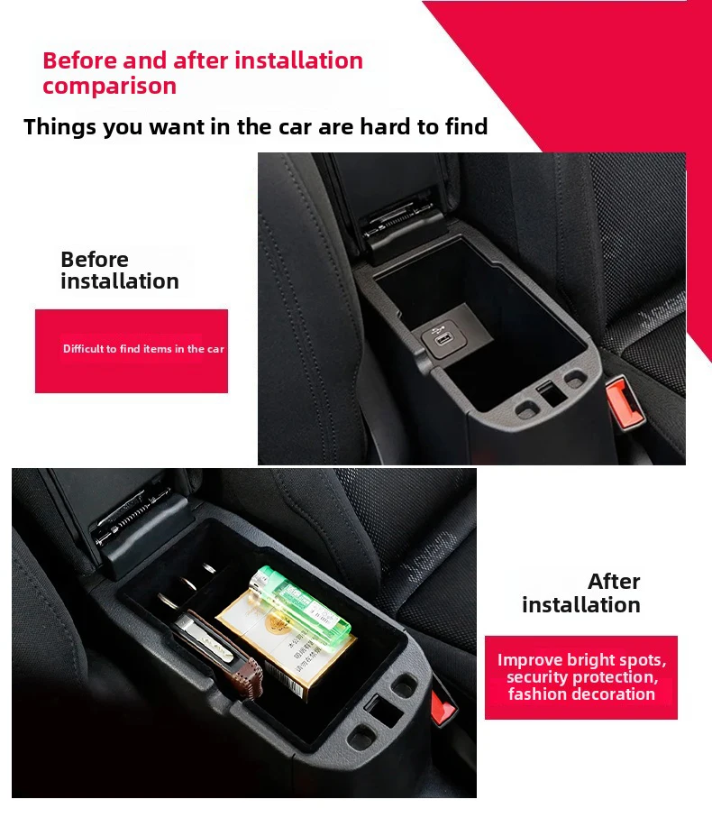 Für Jeep Renegade 2015 ~ 2017 2018 2019 2020 2021 2022 2023 2024 Auto Konsole Armlehne Versteckte Schwarz Lagerung box Innen Zubehör – Detail 4