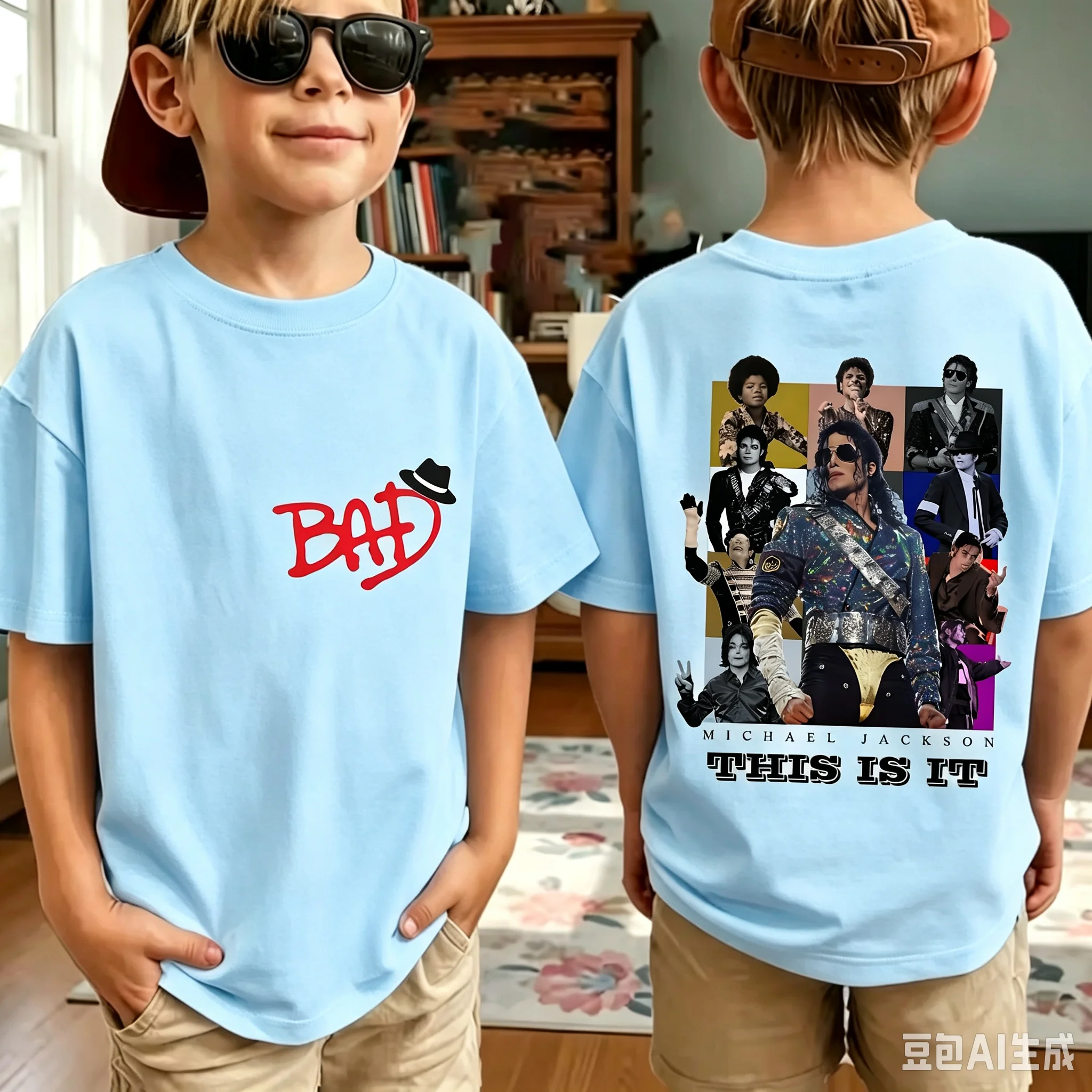 2026 Neues King of Pop Michael Jackson Kinder-T-Shirt, Cartoon-Baumwoll-Oberteile, MJ-T-Shirts für Jungen und Mädchen, Freizeitkleidung – Detail 3