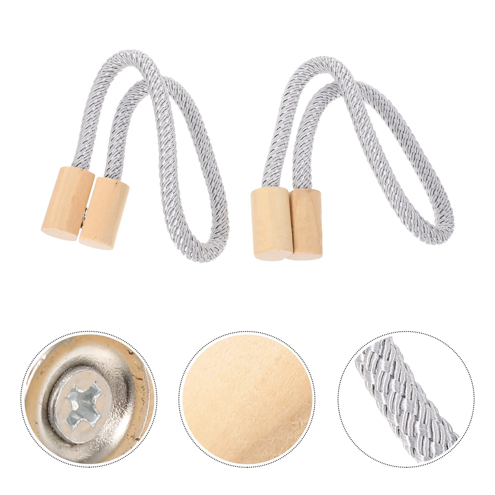 2 Pcs Magnetic Curtains European Style Log Buckle Tie Ropes Fixing Straps Belts Tiebacks Practical Grey