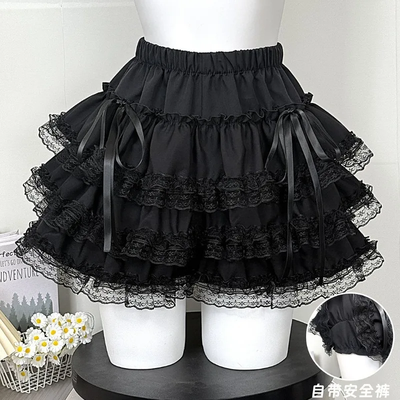 Women Elegant Balletcore Lace Tiered Cake Skirt Summer Gothic High Waist Fluffy Mini Skirt Sweet Y2k Fashion Princess Skirt New