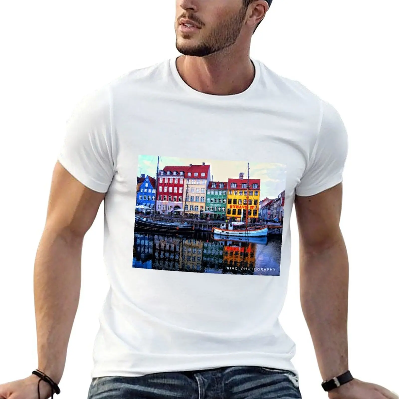 Nyhavn ، كوبنهاغن تي شيرت تي شيرت رجل عادية تي شيرت القطن 100% تي شيرت للرجل القطن الناعم تي شيرت #1