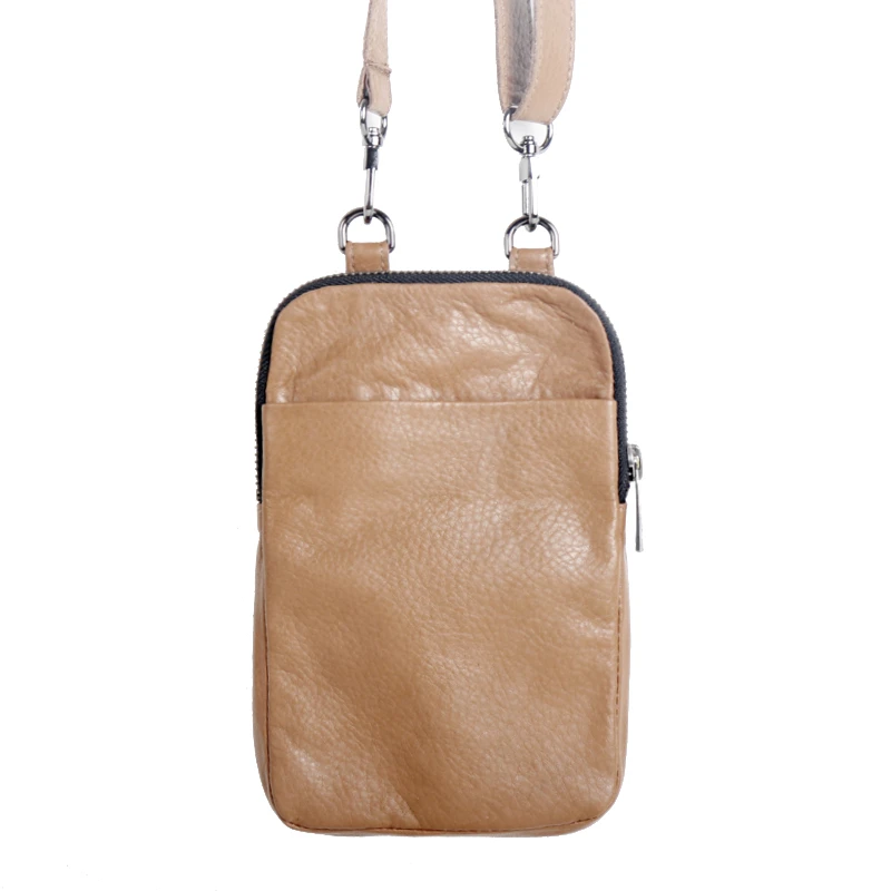 Mini borsa a tracolla da uomo in vera pelle di lusso Messenger borse a tracolla borsa per cellulare Unisex custodia semplice da appendere al collo