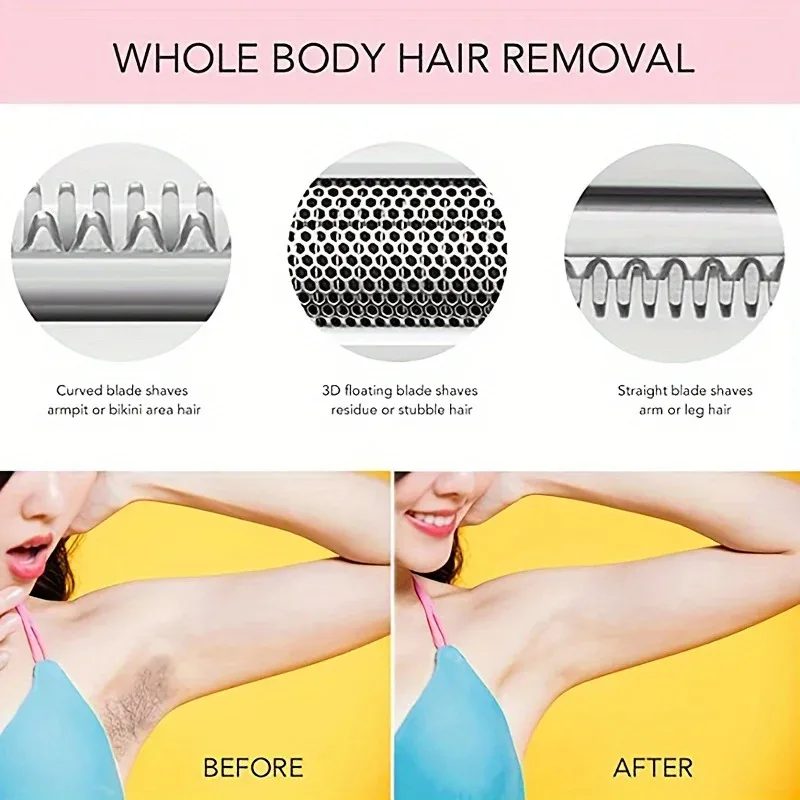 4-in-1 ladies 'multifunctional electric hair remover set Ladies bikini trimmer USB charging eyebrows nose hair face leg portable image 2