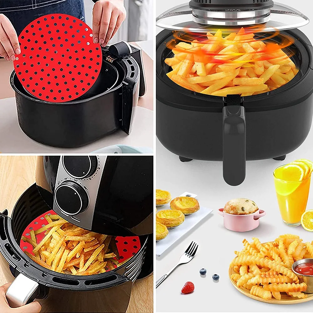 Reusable Silicone Air Fryer Liner Mat Non-Stick Steamer Pad Baking Inner Liner Cooking Mat Pastry Tools Kitchen Bakeware Oil Mat