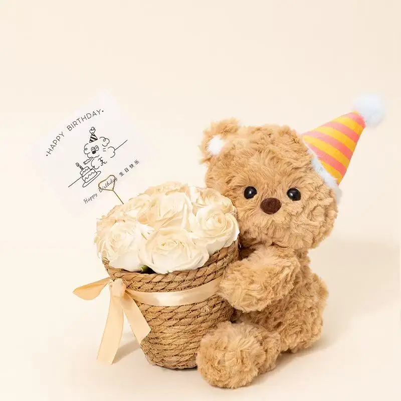 

Latest Flower Basket Bear Doll Kawaii Stuffed Plush Toy Handmade Doll Cartoon Anime Cute Pillow Children's Birthday Gift Doll